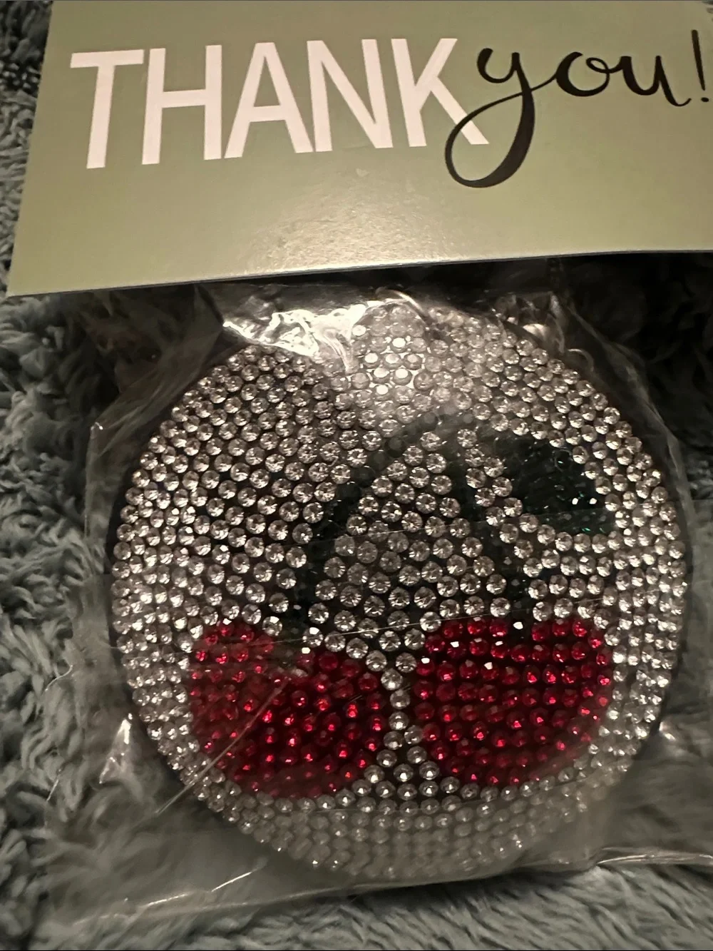 Crystal Cherry Purse charm-Red and Silver